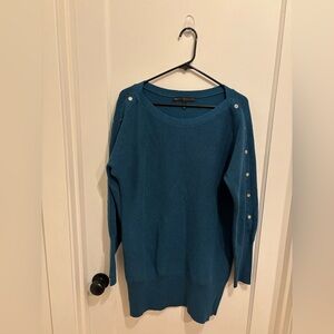 White House Black Market Wool Cashmere Teal Sweater Tunic Dress Large